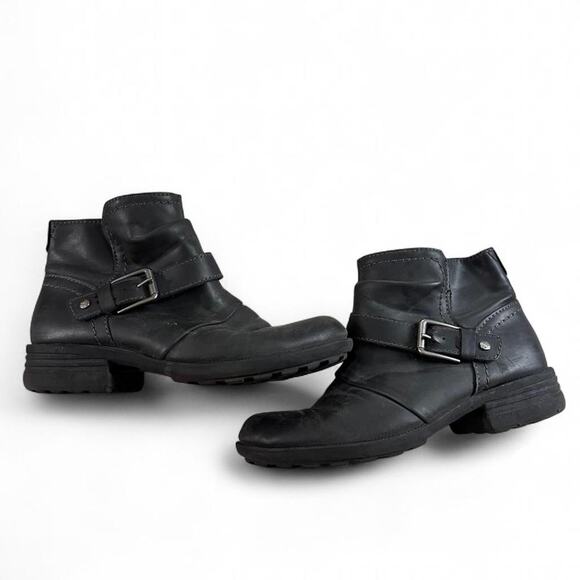 Earth Originals Hand Made Black Buckled Paloma Ankle Boots Size 8 1/2 Women - Picture 3 of 6